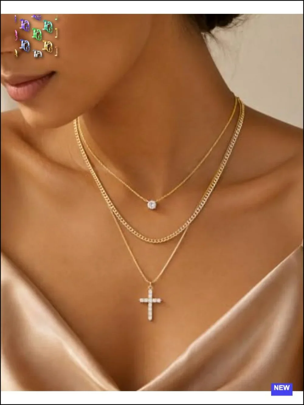14K Gold Plated Layered Necklace Set 3 Chains Dainty Non Tarnish Gift